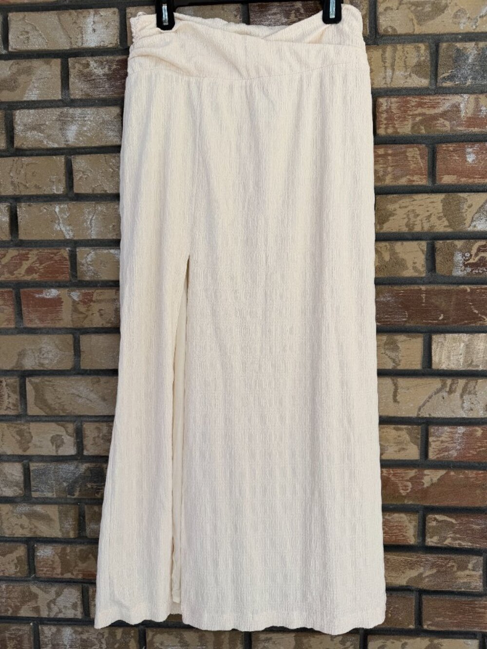 Free People Tovah Textured Plaid Slit Maxi Skirt Tofu Cream Size Large NWT - Picture 2 of 14